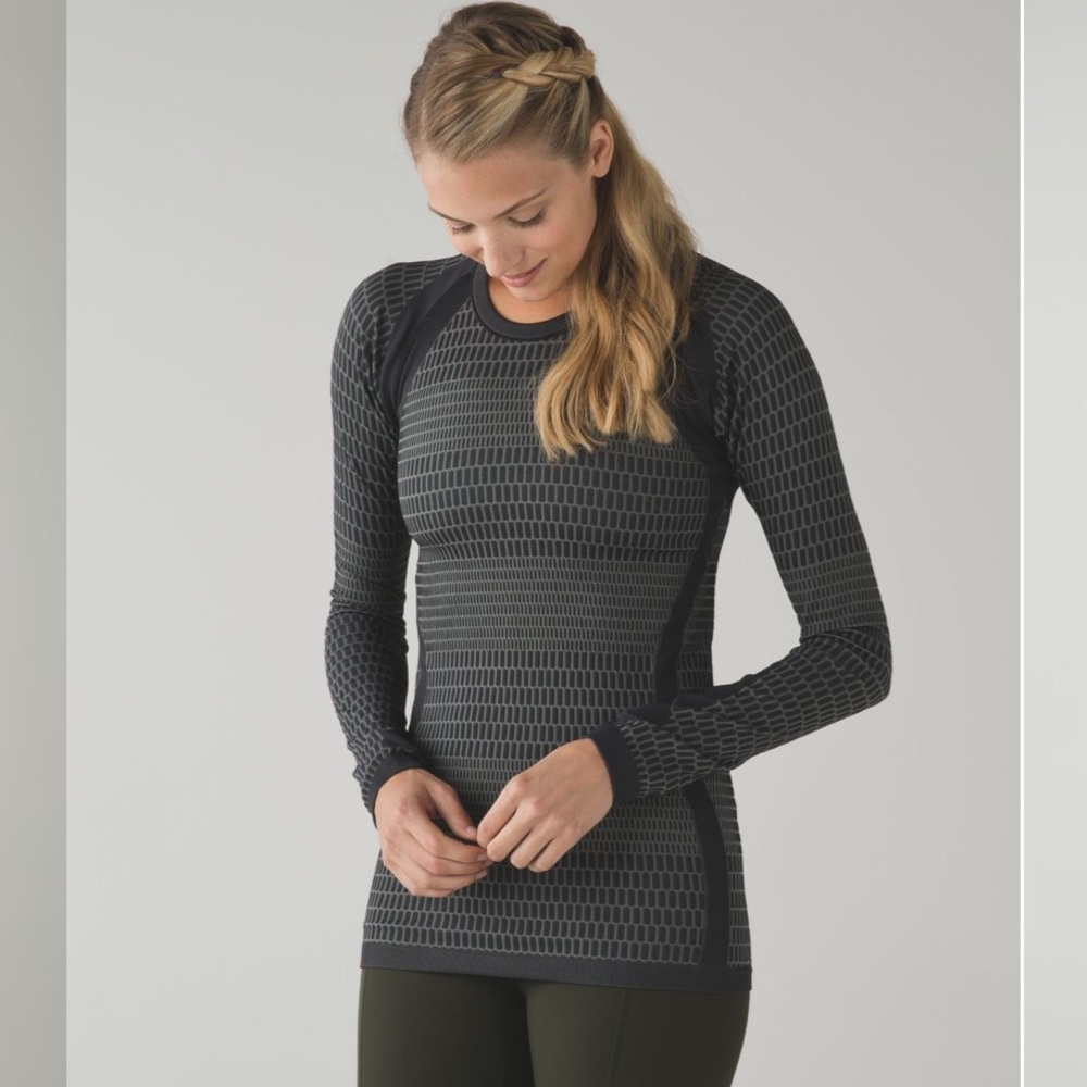 Lululemon About That Base Black and Gray Long Sleeve Top